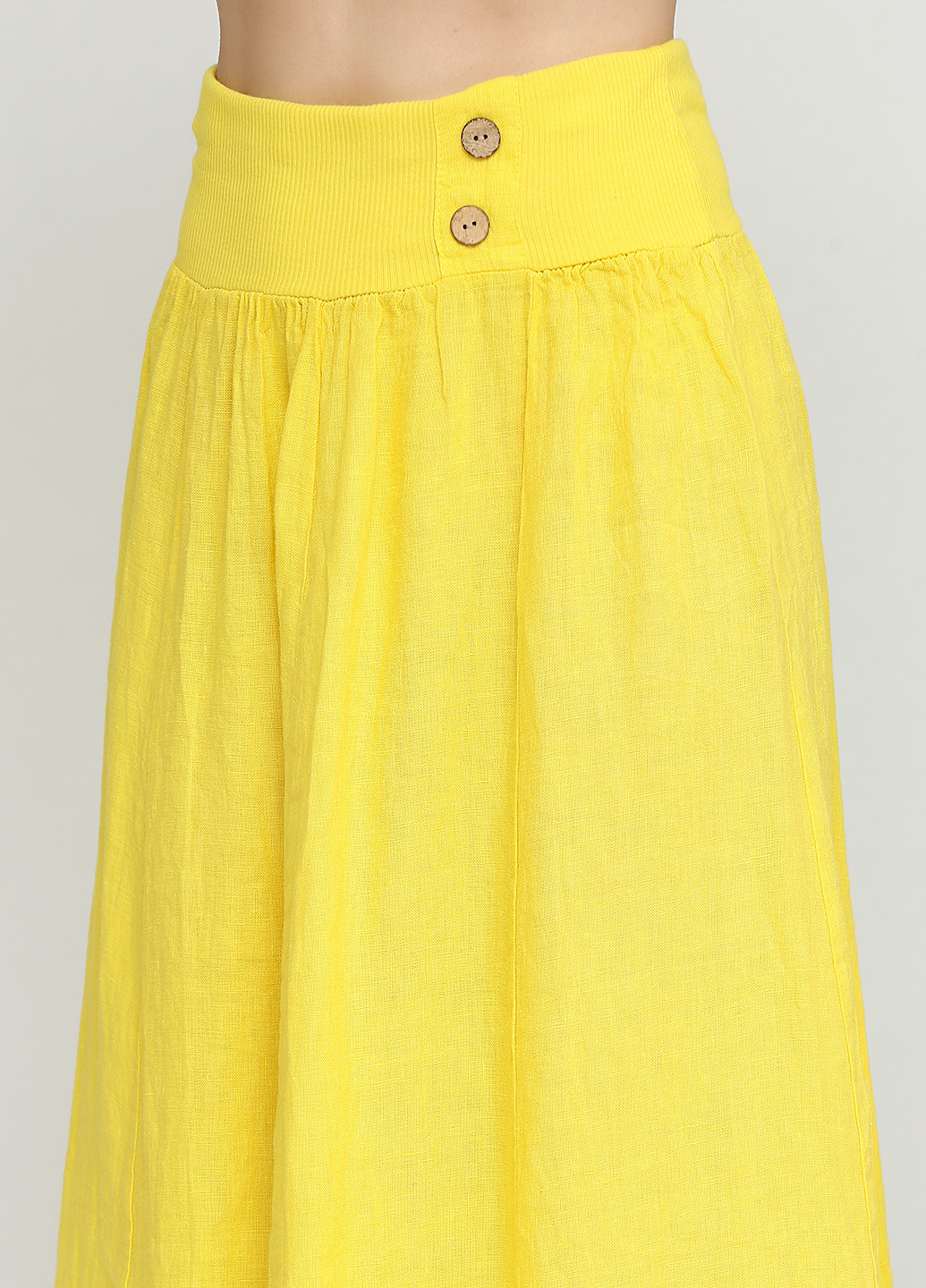 Желтая кэжуал однотонная юбка Puro Lino