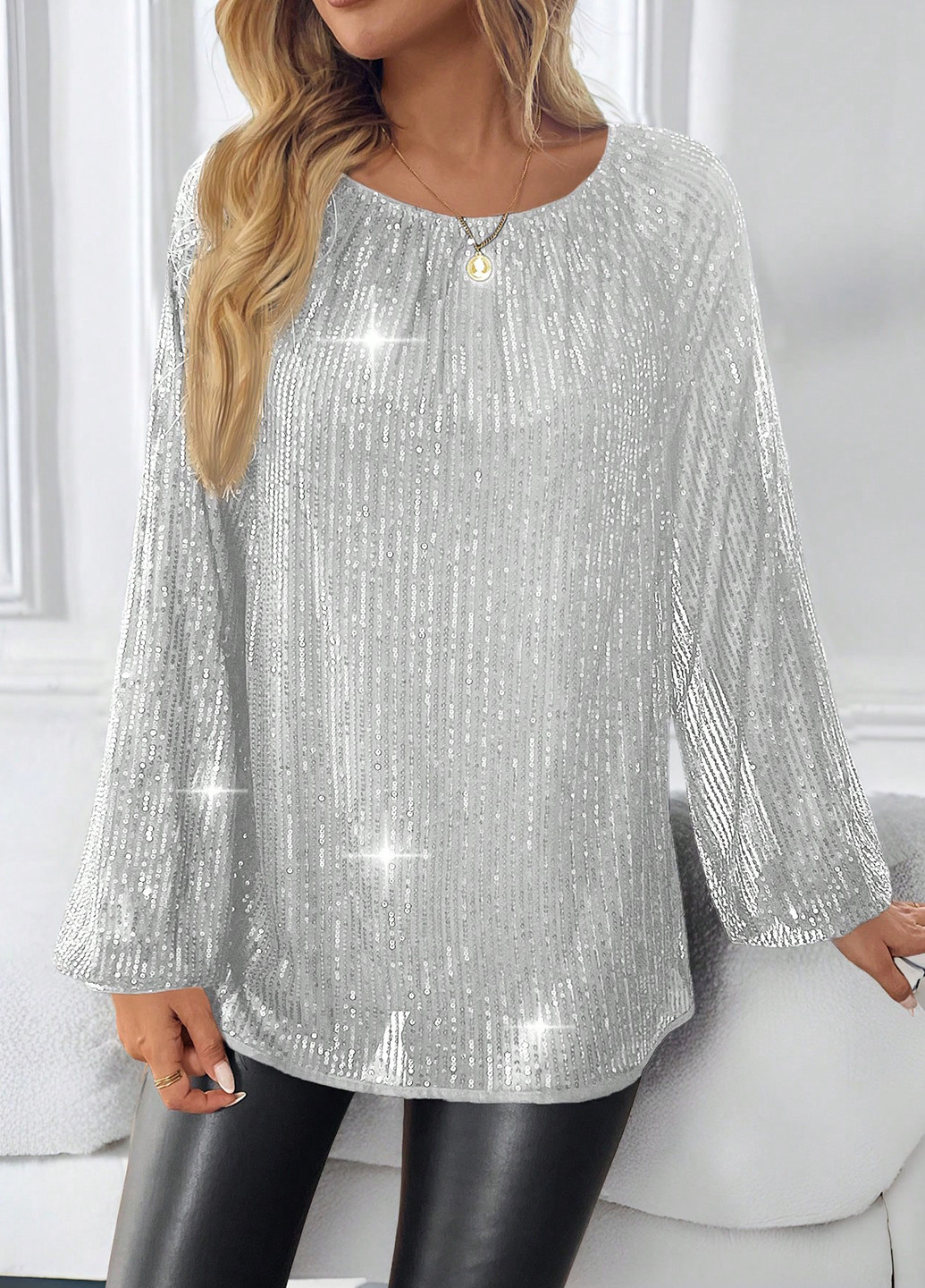 Срібна блуза SHEIN