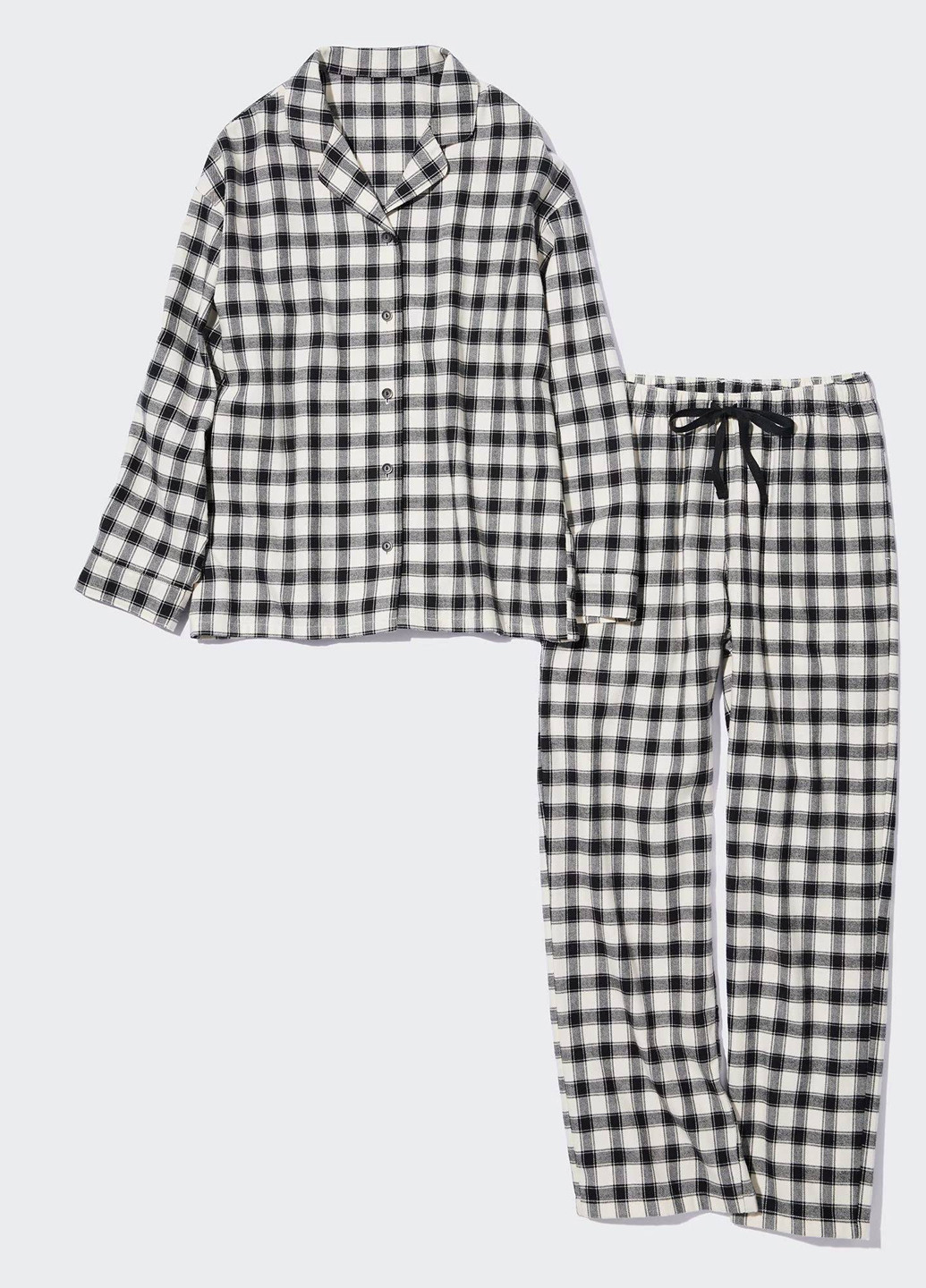 Черно-белая всесезон пижама (рубашка, брюки) рубашка + брюки Uniqlo