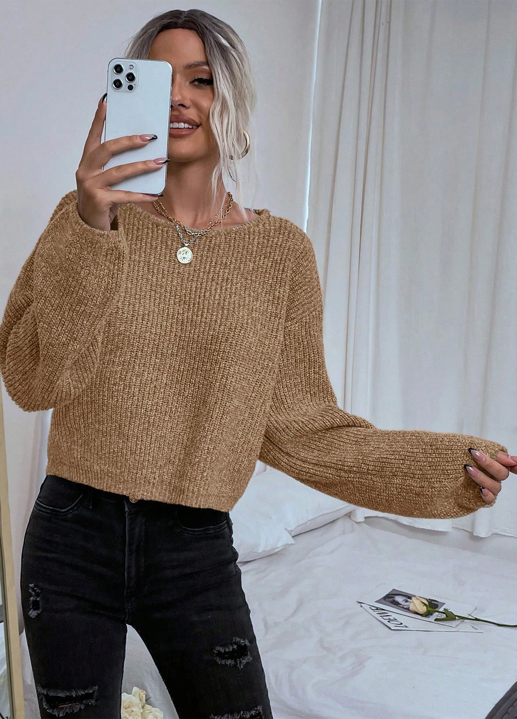 Песочный демисезонный джемпер джемпер SHEIN