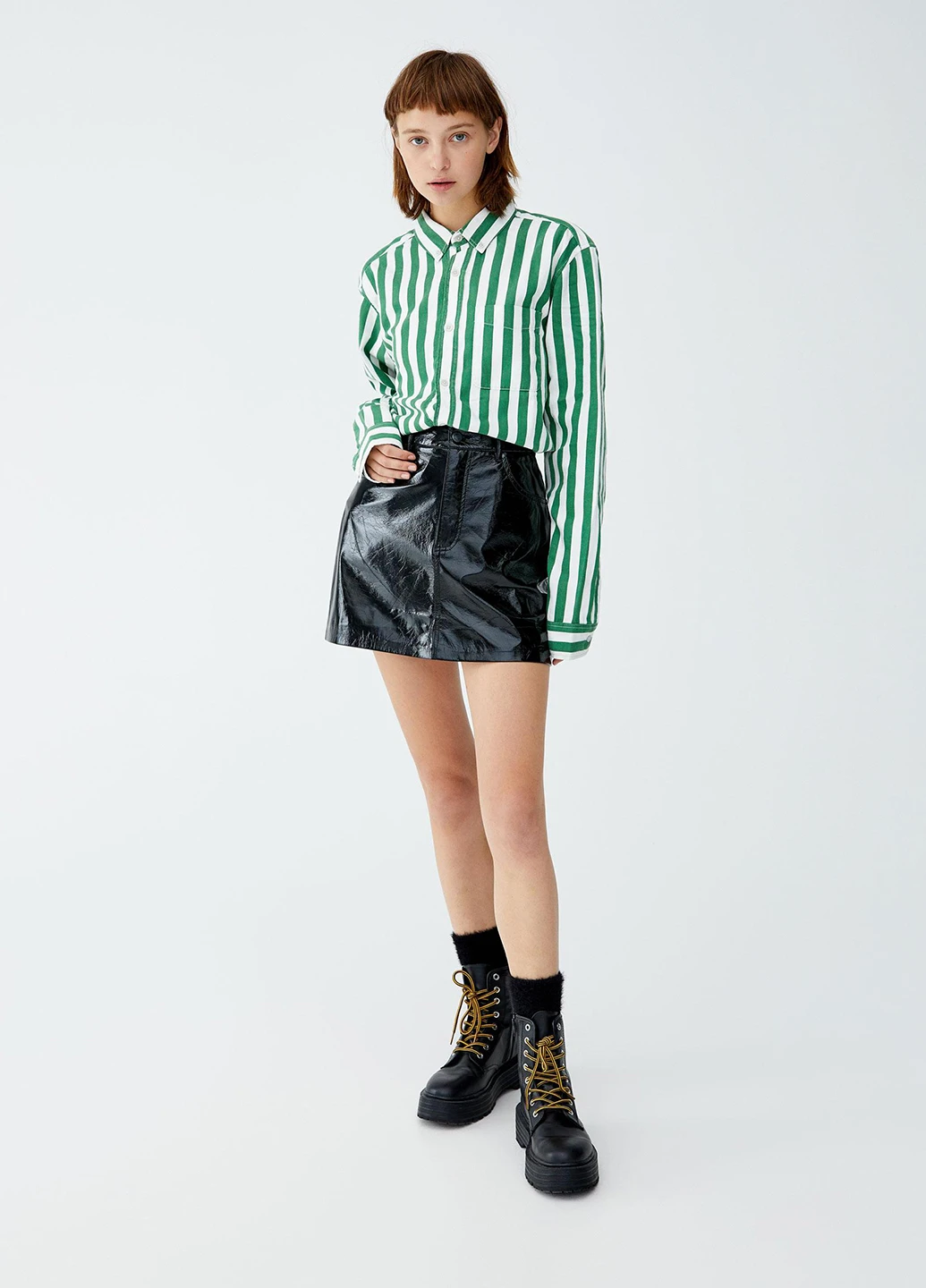 Черная кэжуал однотонная юбка Pull & Bear а-силуэта (трапеция)