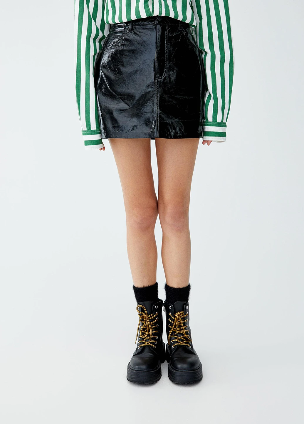 Черная кэжуал однотонная юбка Pull & Bear а-силуэта (трапеция)