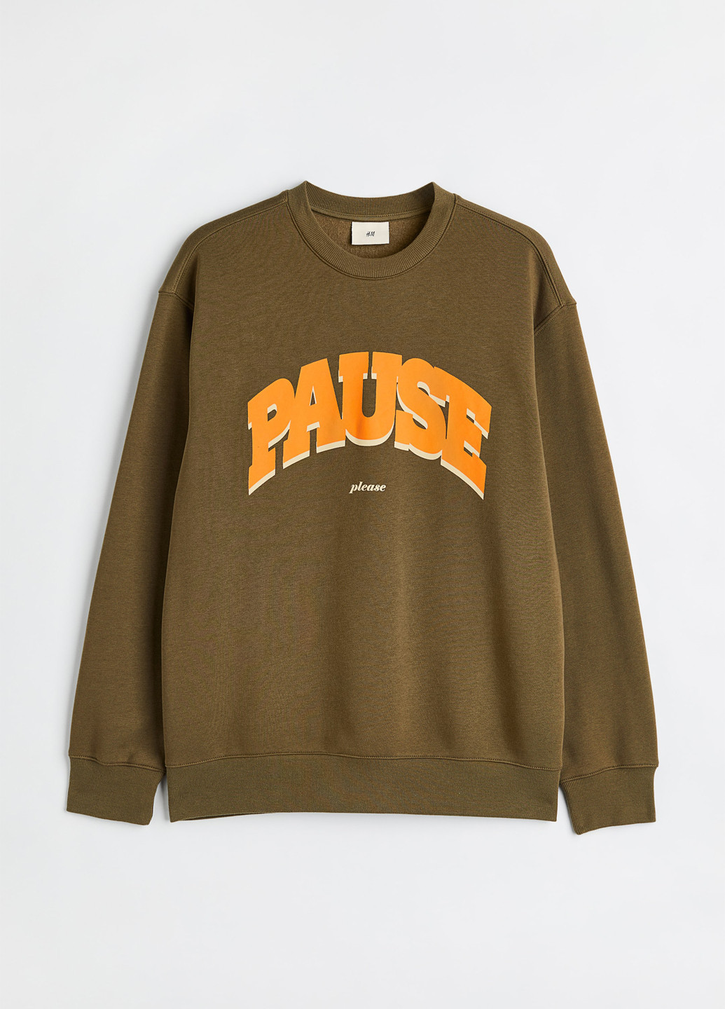 Хаки свитшот H&M надпись без декора (366276656)