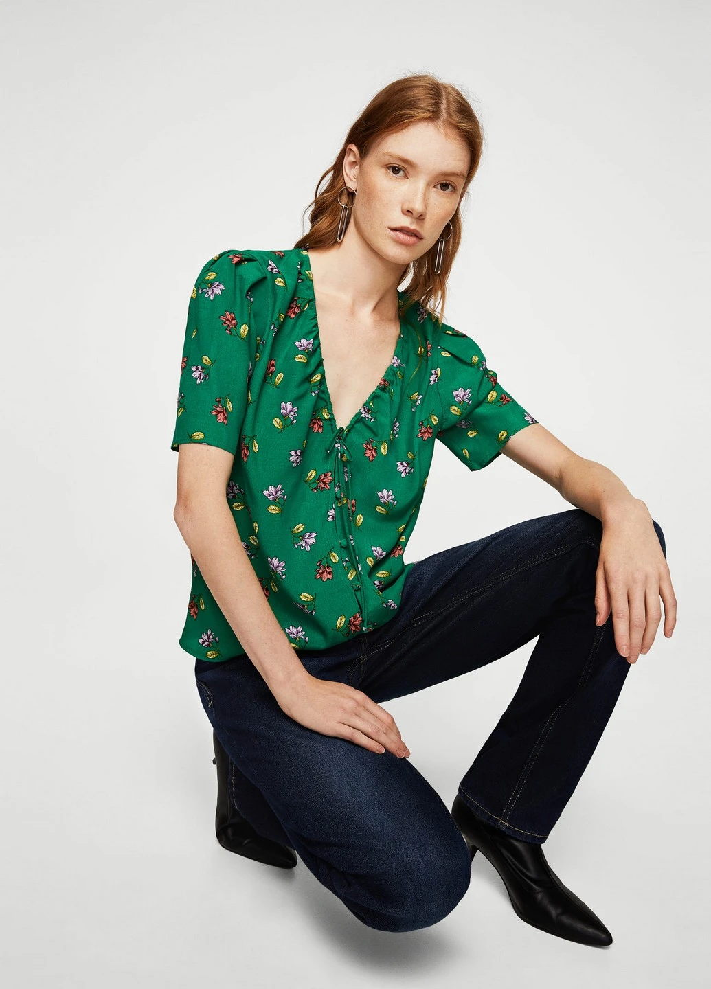 Зелёная блуза Mango