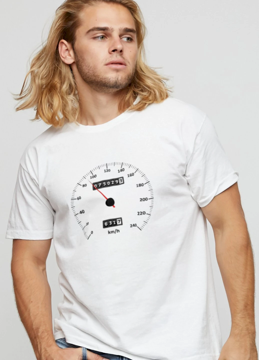 Біла футболка чоловіча basic /air print/ YAPPI