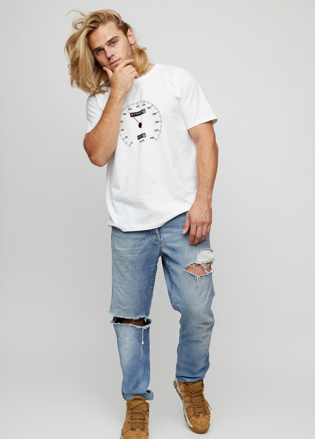 Біла футболка чоловіча basic /air print/ YAPPI