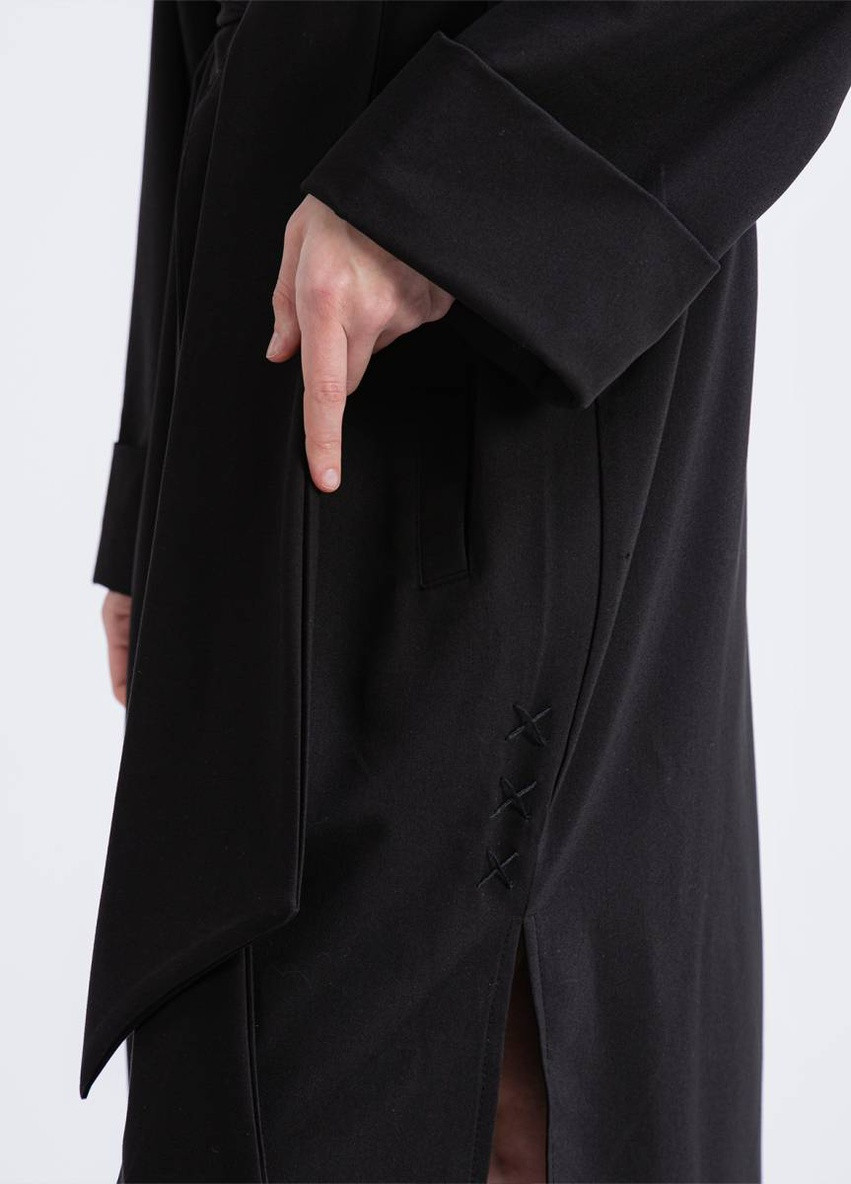 Черное кэжуал платье-кимоно длины миди romashka Ромашка однотонное