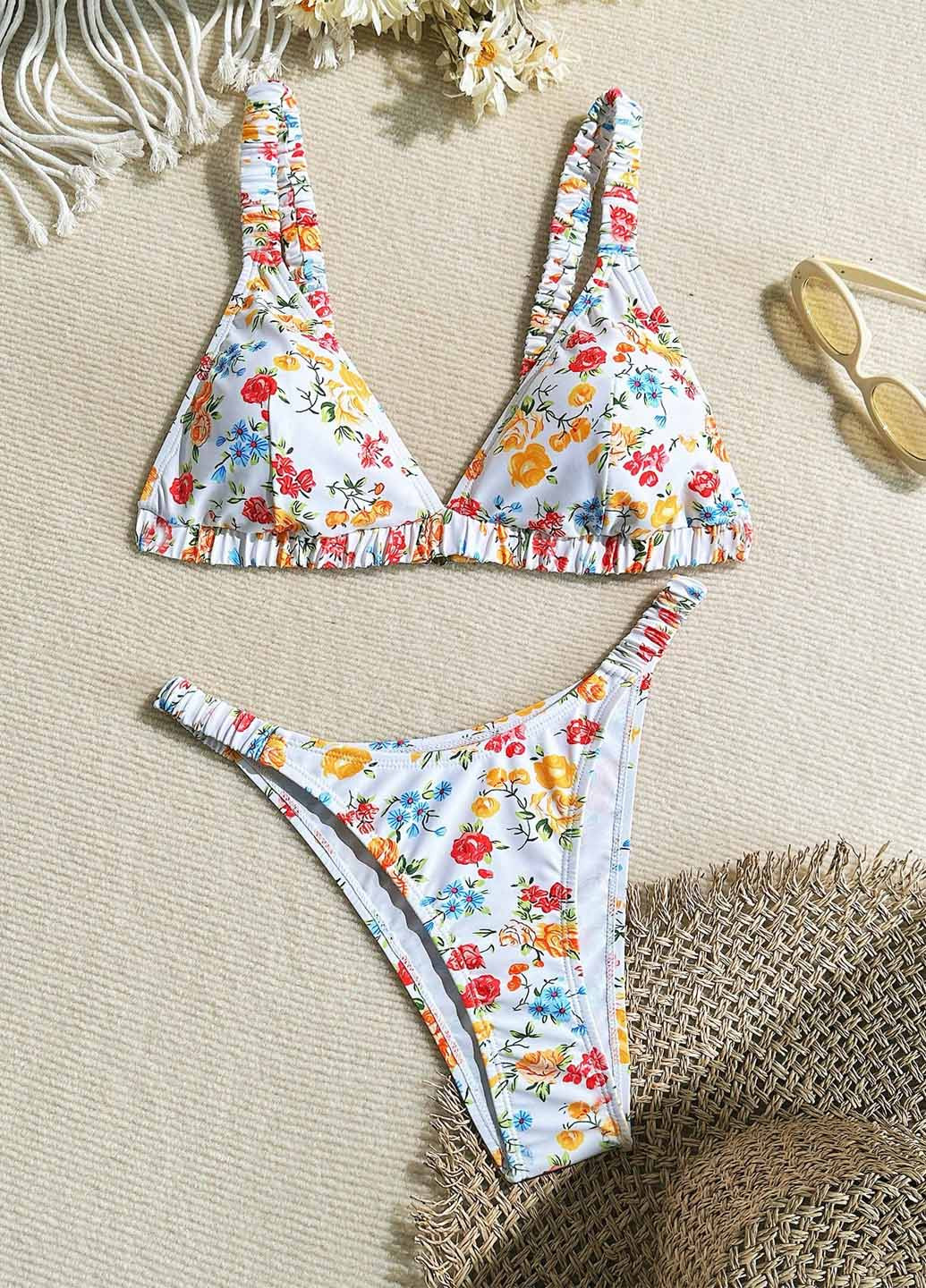 Білий літній купальник (ліф, трусики) бікіні, роздільний SHEIN