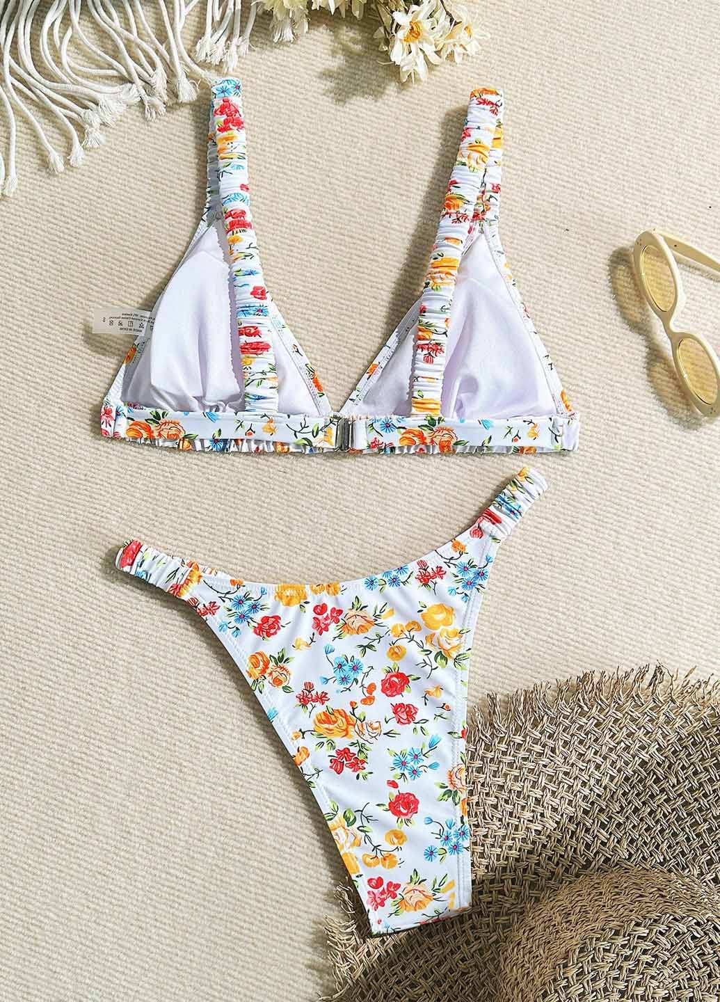 Білий літній купальник (ліф, трусики) бікіні, роздільний SHEIN