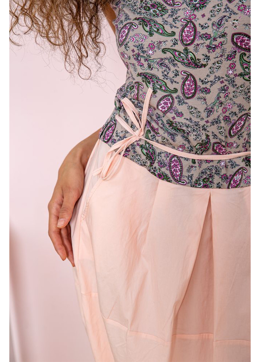 Персиковое кэжуал платье колокол Ager турецкие огурцы