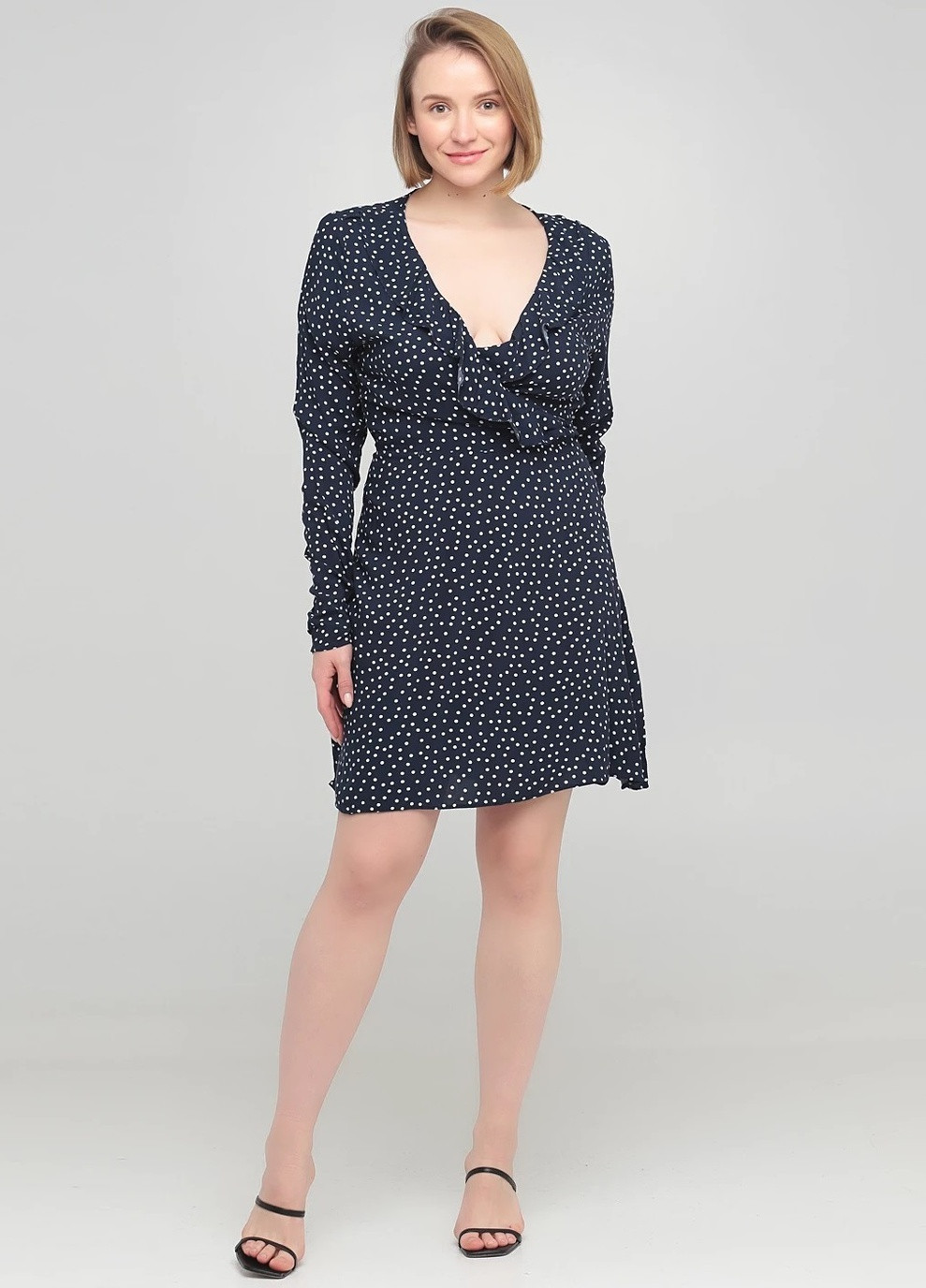 Синя кежуал плаття клеш в горошок Missguided