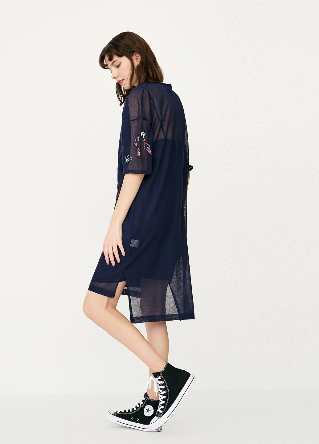Темно-синее кэжуал платье платье-футболка Only однотонное