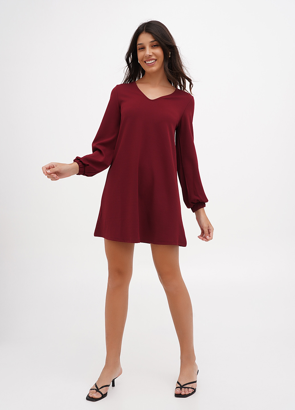 Бордова кежуал сукня а-силует Terranova однотонна