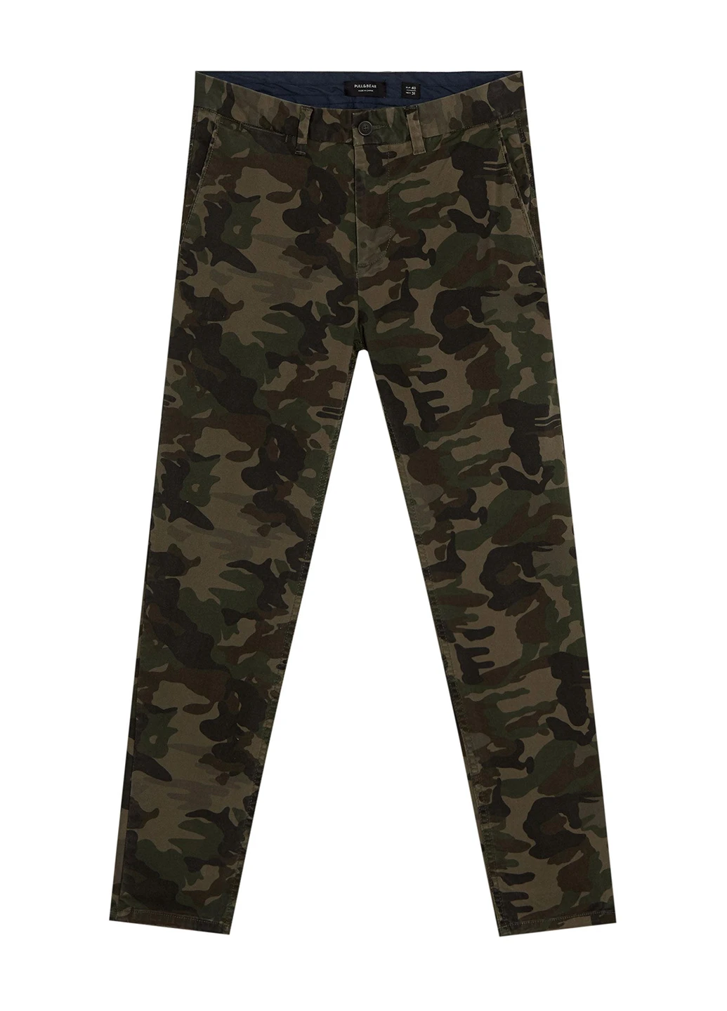 Хаки кэжуал демисезонные зауженные брюки Pull & Bear