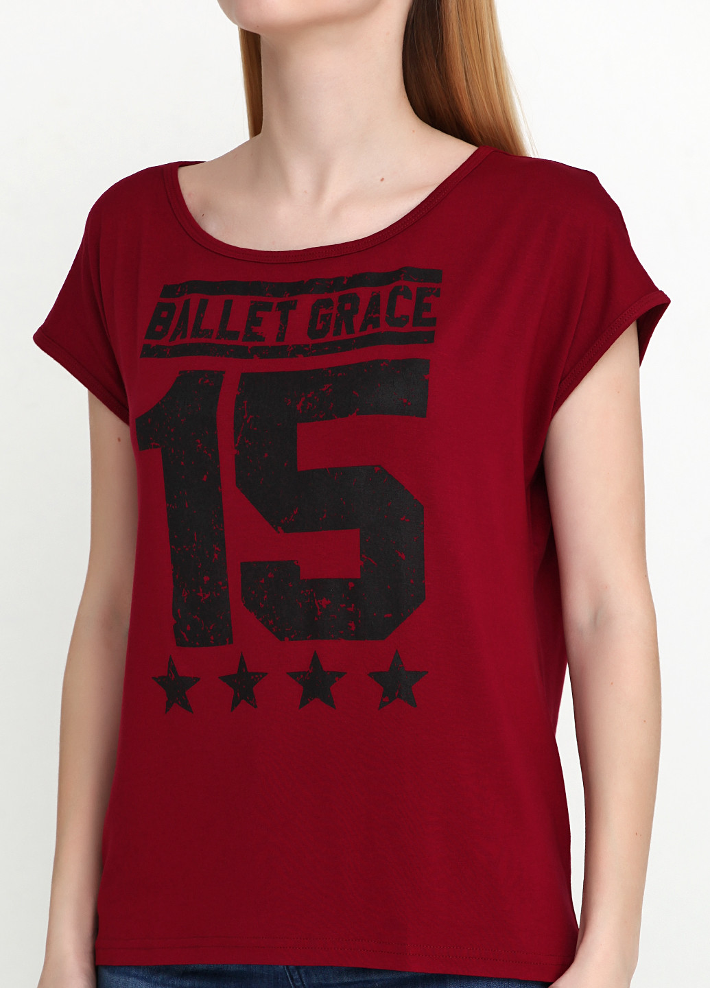 Бордовая летняя футболка Ballet Grace