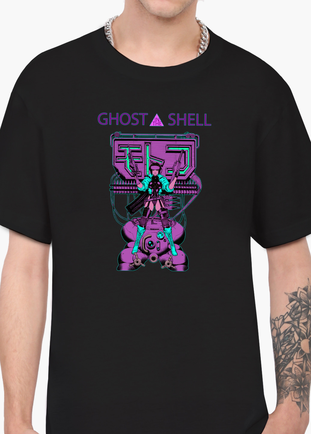 Чорна футболка чоловіча мотоко кусанаги привид в обладунках (ghost in the shell) (9223-2652-1) xxl MobiPrint