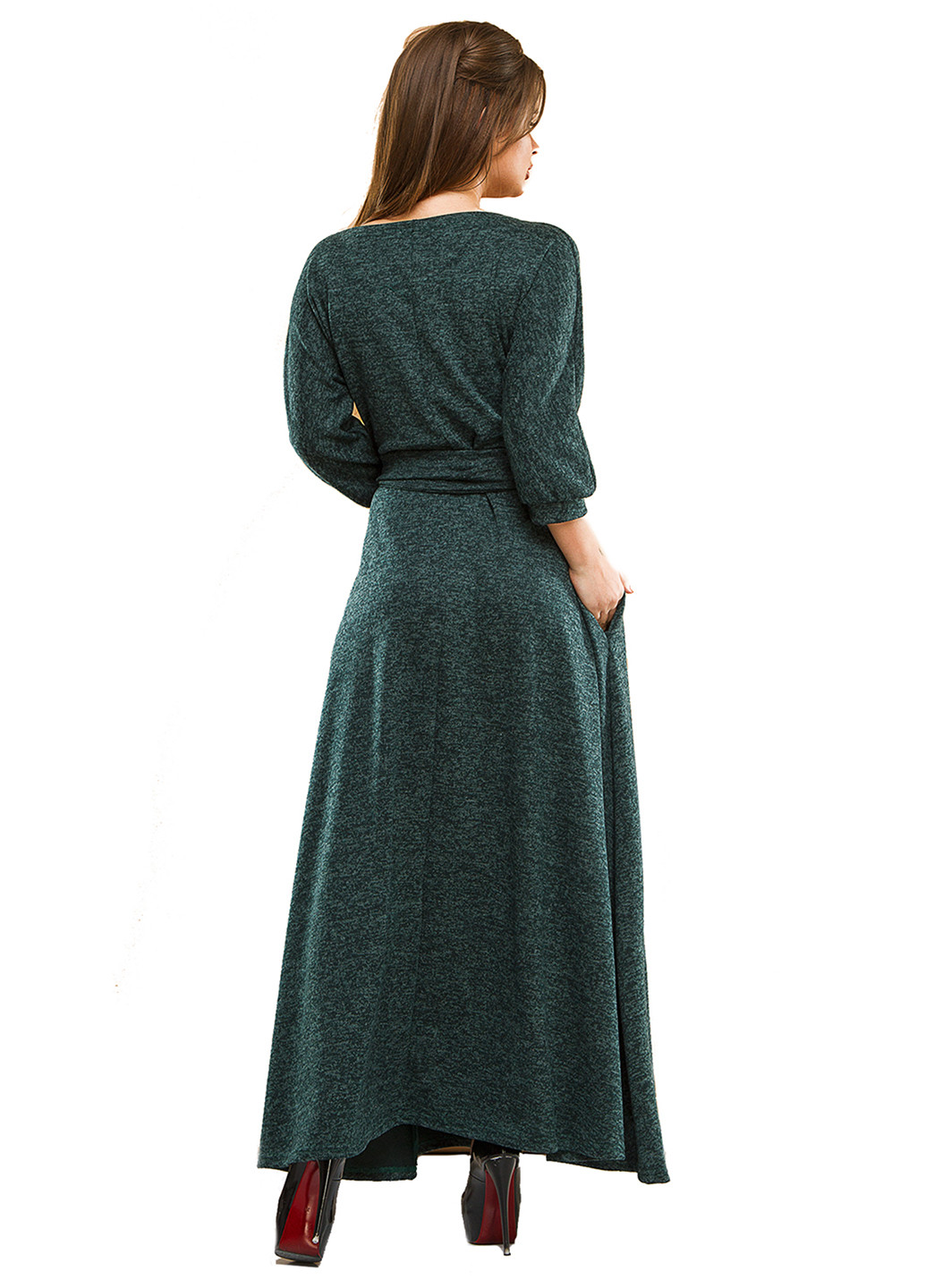 Темно-зеленое кэжуал платье Lady Style однотонное