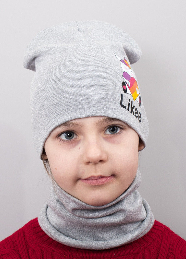 Детская шапка с хомутом КАНТА "Likee" размер 48-52 серый (OC-858) Канта (220180385)