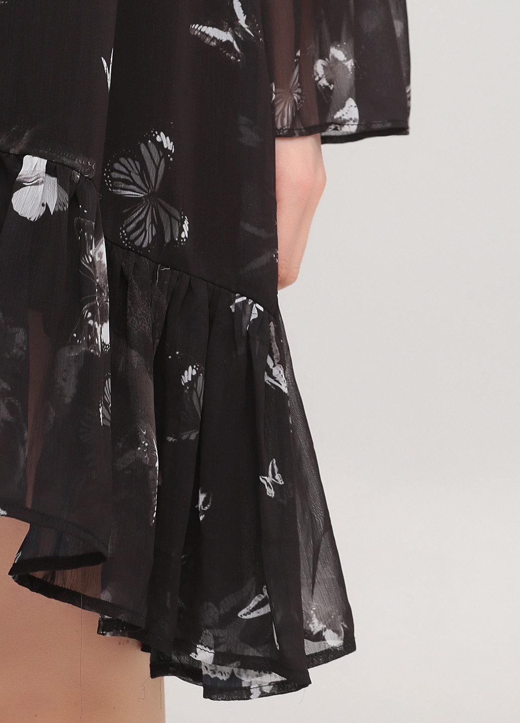 Черное коктейльное платье а-силуэт Religion с цветочным принтом