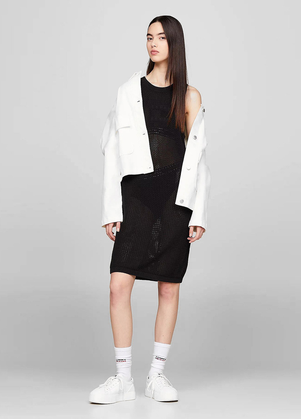 Чорна відвертий сукня футляр Tommy Jeans однотонна