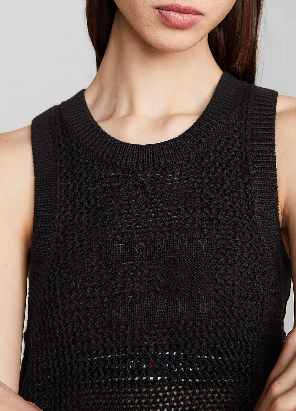 Чорна відвертий сукня футляр Tommy Jeans однотонна