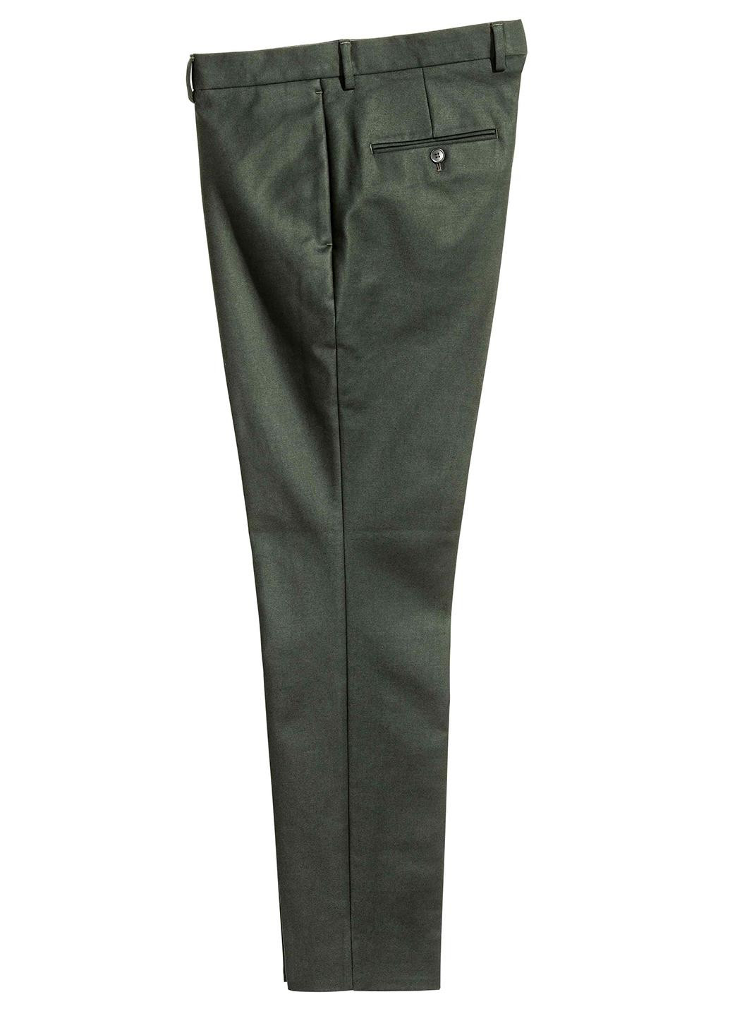 Темно-зеленые кэжуал демисезонные прямые брюки H&M