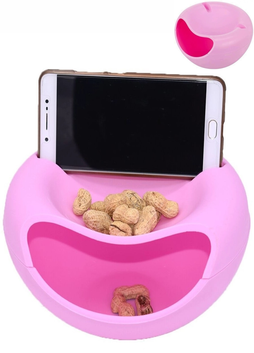 Тарелка двойная миска для семечек фисташек фруктов чипсов с подставкой для смартфона (94910647) Розовая Francesco Marconi (209509565)