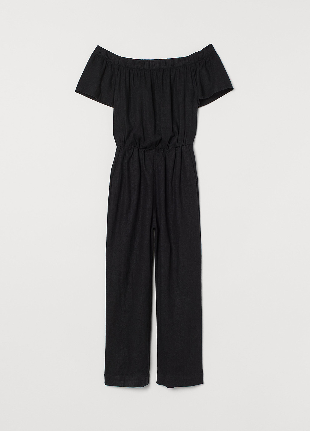 Комбінезон H&M комбінезон-брюки однотонний чорний кежуал льон