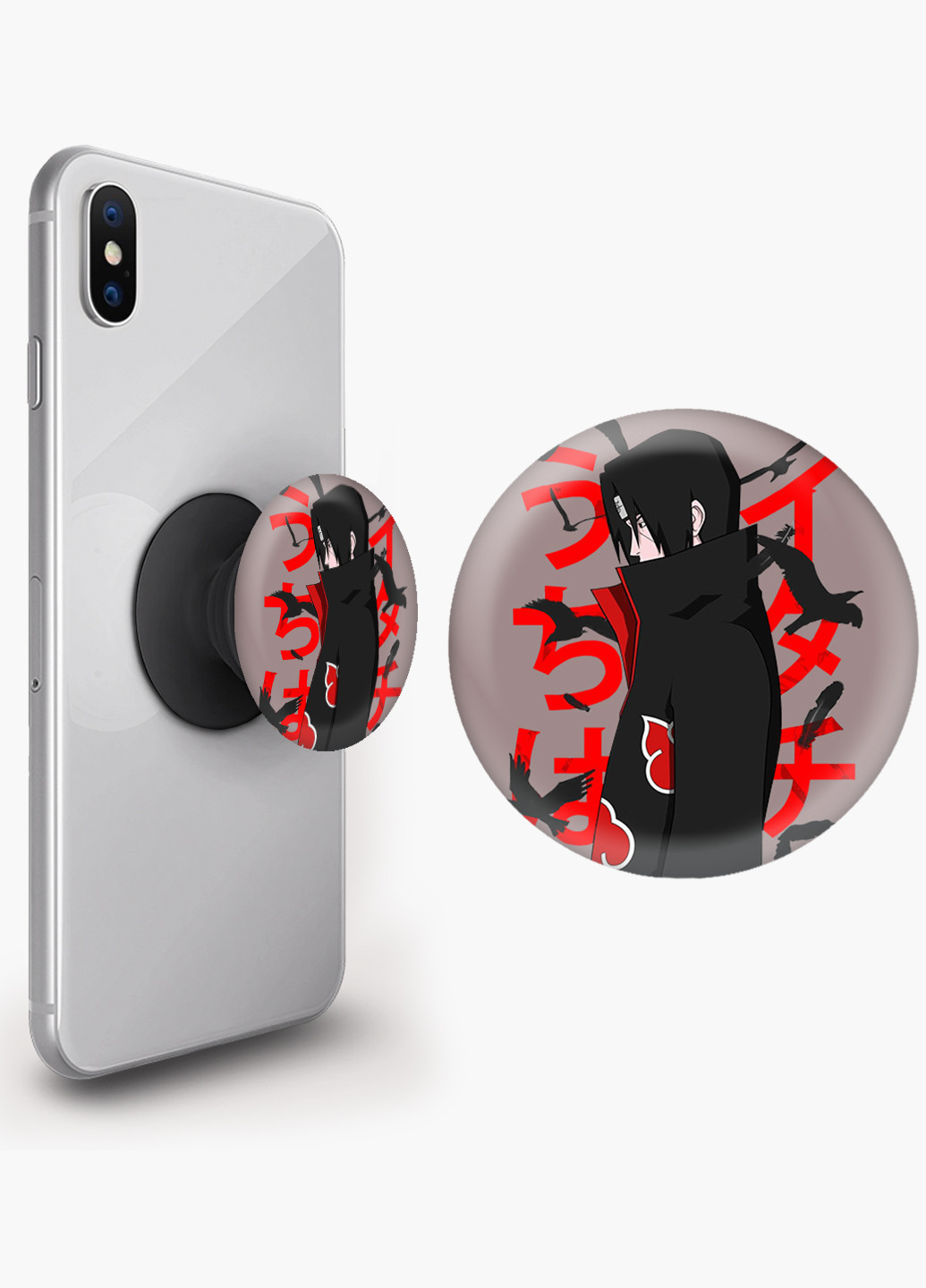 Попсокет (Popsockets) тримач для смартфону Ітачі Учіха Наруто (Itachi Uchiha) (8754-2817) Чорний MobiPrint (221548639)