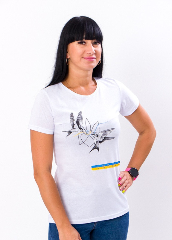 Біла літня футболка жіноча "україна" Носи своє 8188