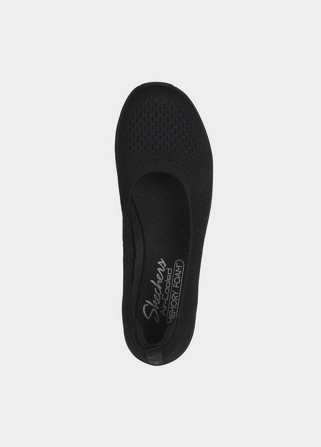 Женские балетки Skechers | чёрные однотонные без декора текстиль (363485453)