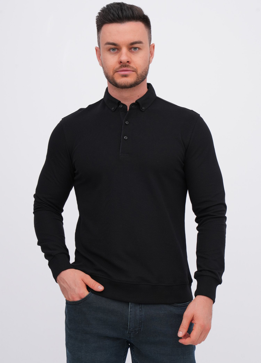 Черная футболка-поло для мужчин K.O.R однотонная