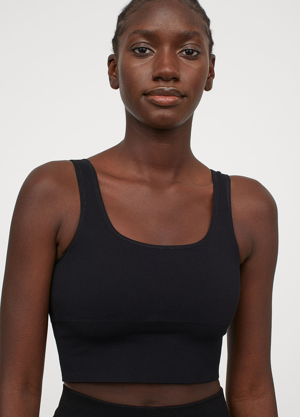 Чёрный топ бюстгальтер H&M без косточек полиамид, трикотаж