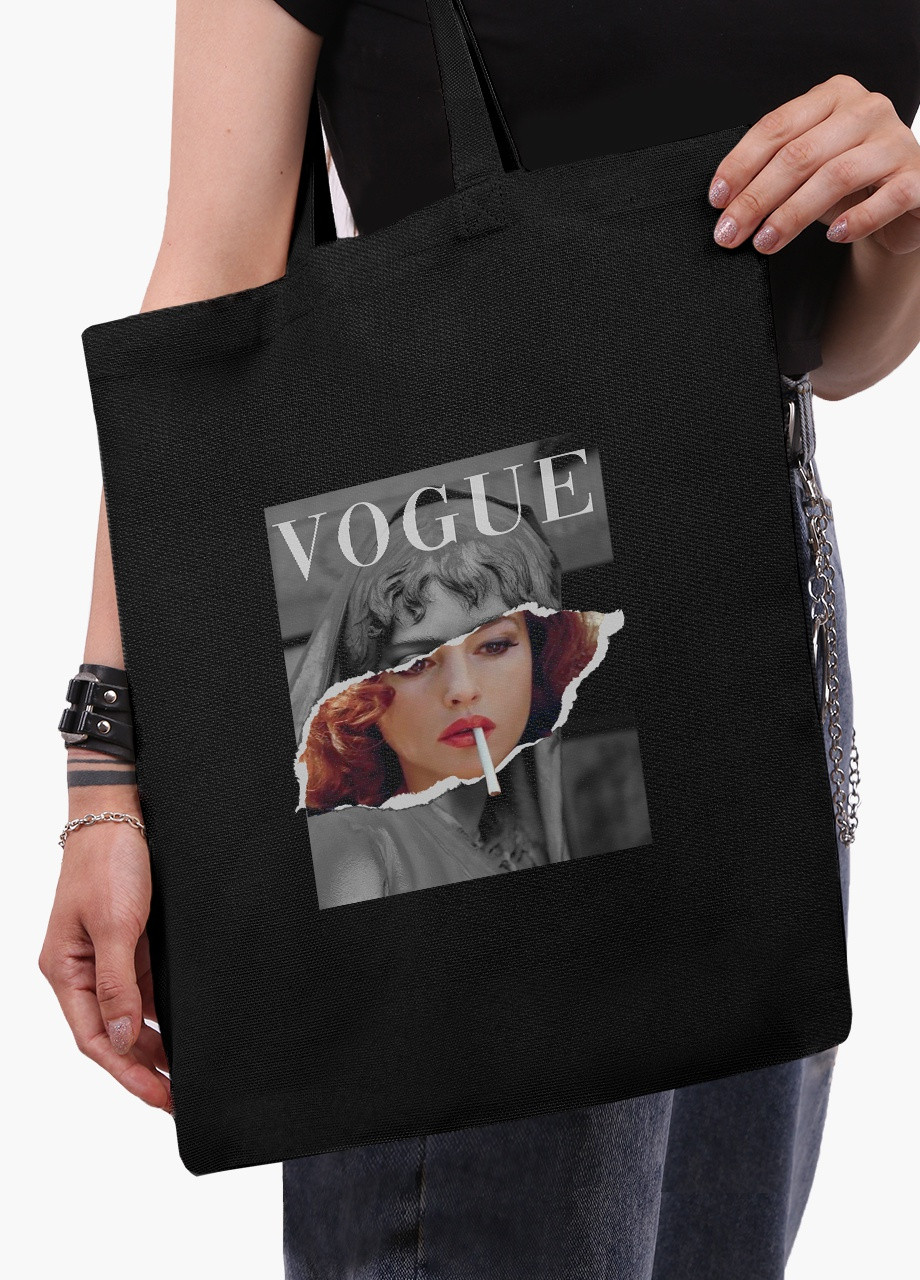 Еко сумка шоппер черная Ренессанс Моника Беллуччи (Renaissance Monica Bellucci) на молнии (9227-1588-BKZ) MobiPrint (236265458)