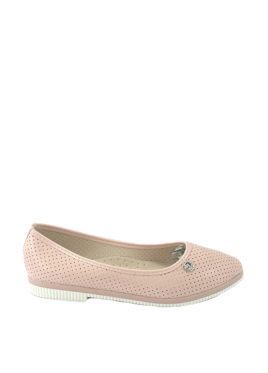 Женские балетки | пудровые однотонные перфорация, стразы искусственная кожа (353688841)