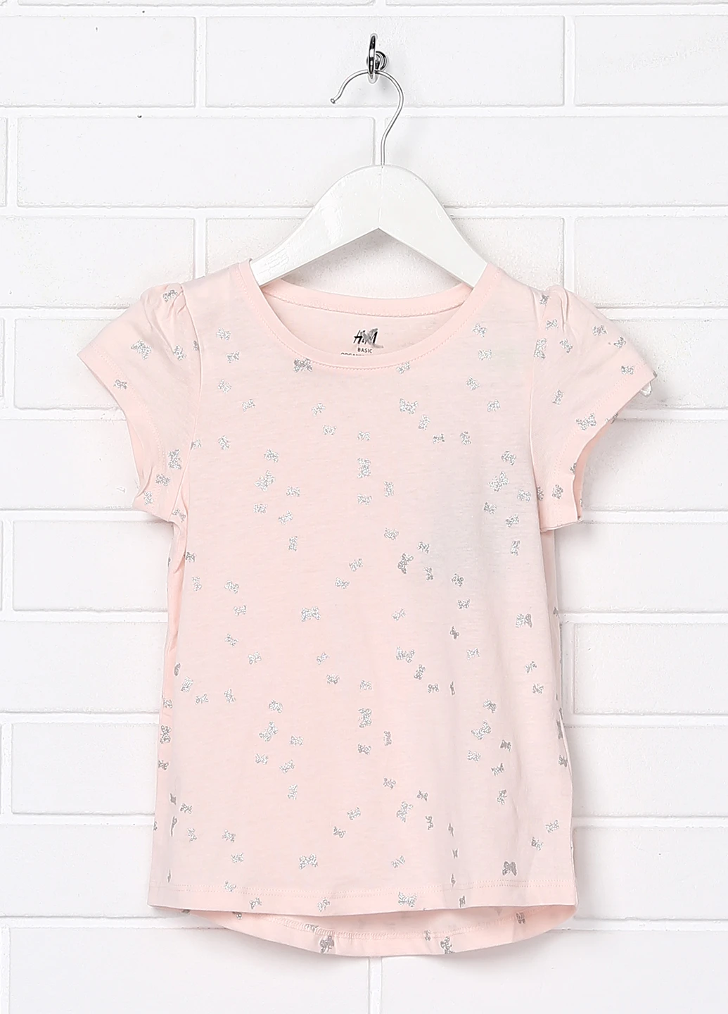 Светло-розовая летняя футболка с коротким рукавом H&M