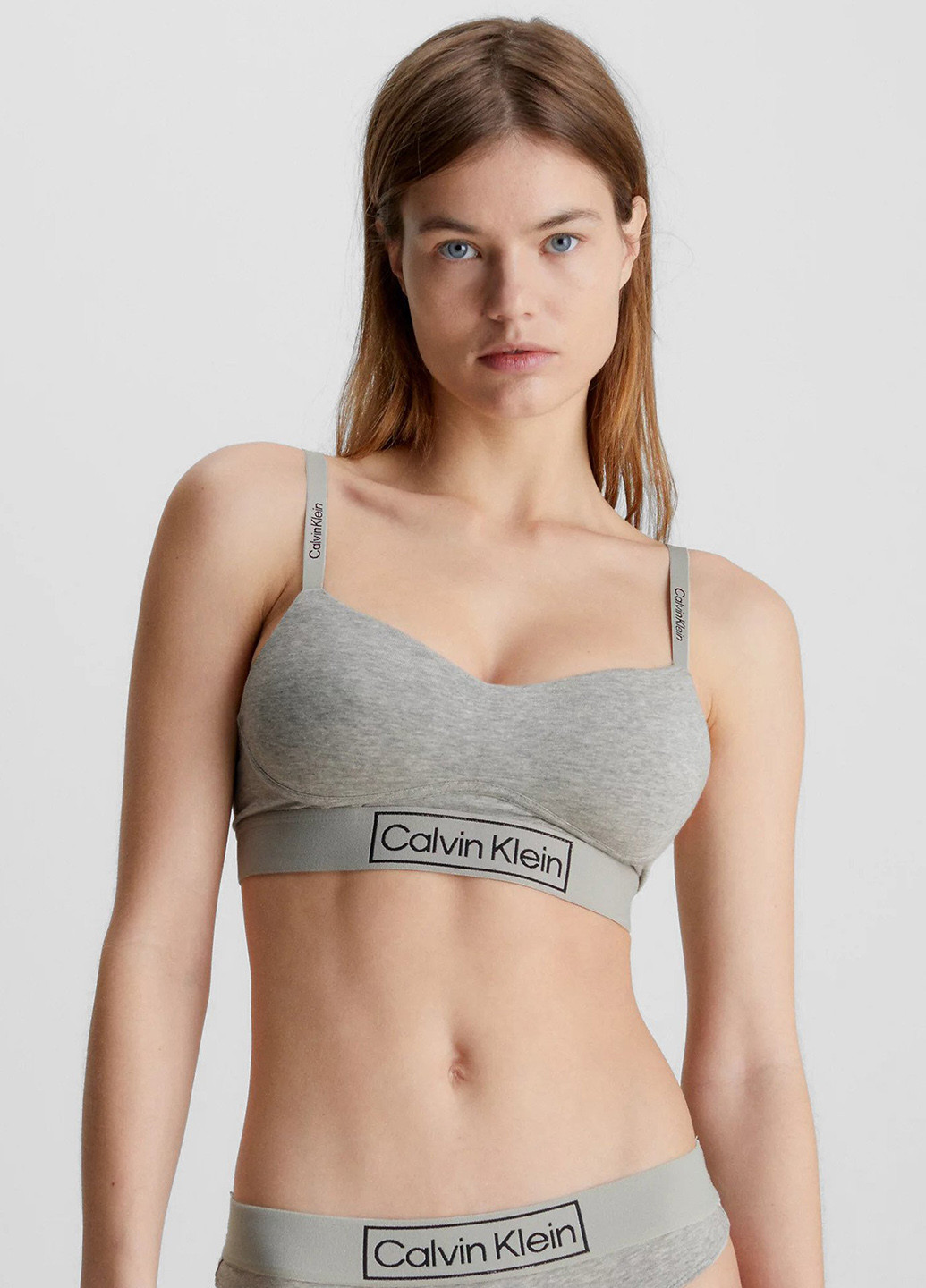 Серый бюстгальтер Calvin Klein без косточек хлопок