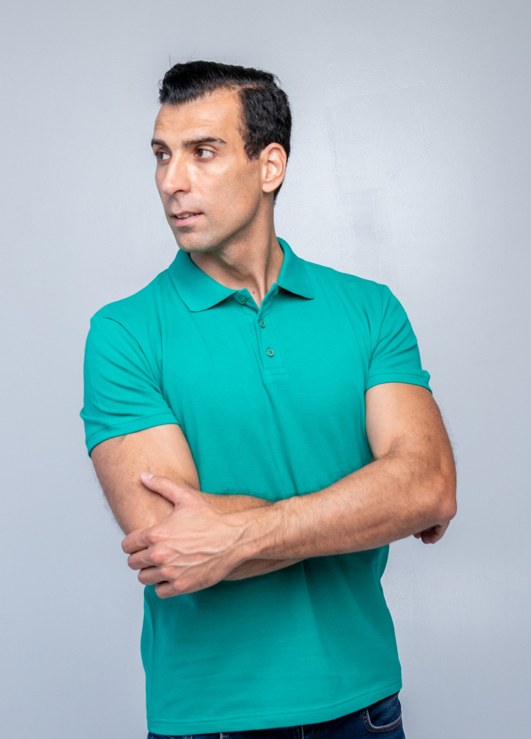 Зеленая футболка-футболка поло чоловіча для мужчин TvoePolo однотонная