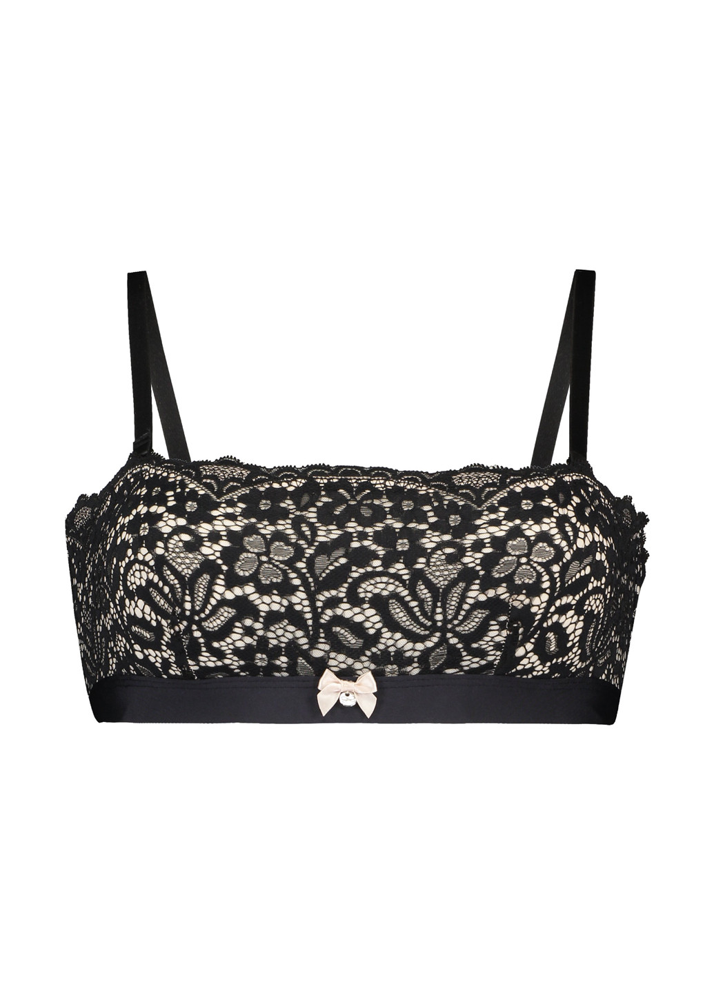 Чорний топ бюстгальтер Hunkemoller без кісточок мереживо, поліамід