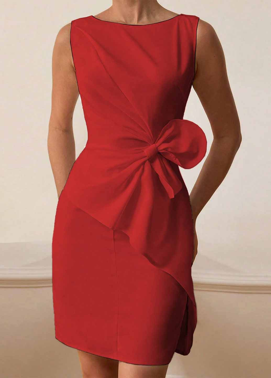 Червона святковий, вечірня сукня силуетна SHEIN однотонна