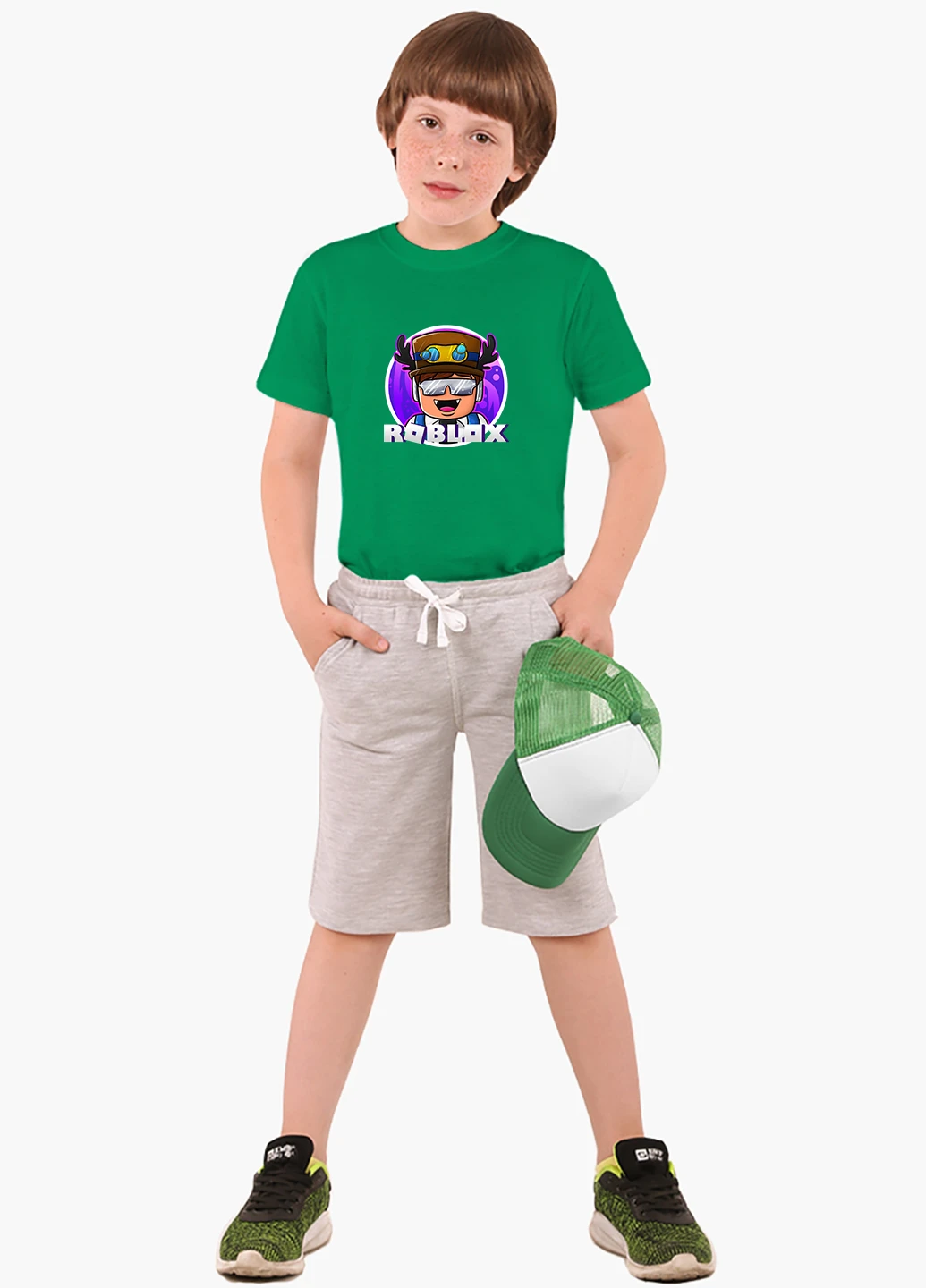 Зеленая демисезонная футболка детская роблокс (roblox)(9224-1218) MobiPrint