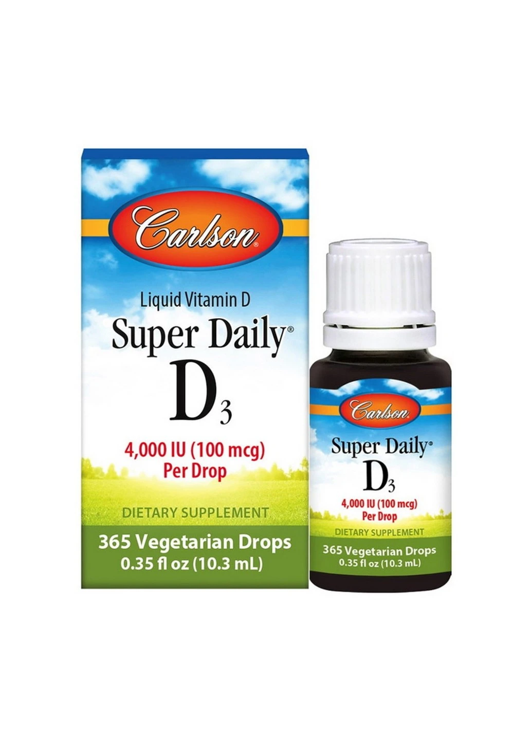 Рідкий Вітамін Д3 Super Daily D3 Liquid 2000 IU (10.3 мл) карлсон лаб Carlson Labs (255408826)