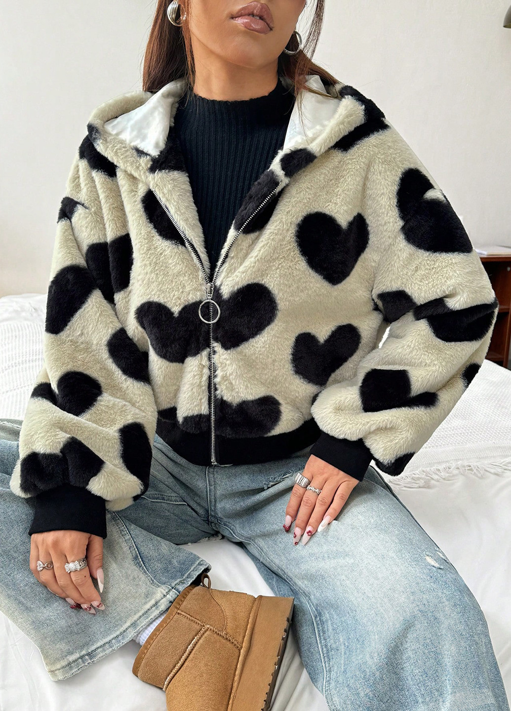 Кремова зимня куртка SHEIN