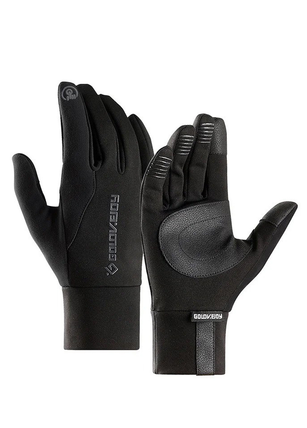 Чоловічі рукавички сенсорні чорні (1316224418) Golovejoy написи чорні спортивні кашемір, нейлон, поліестер
