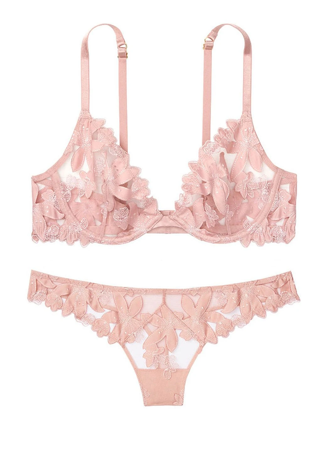 Рожевий демісезонний комплект (бюстгальтер, труси) Victoria's Secret