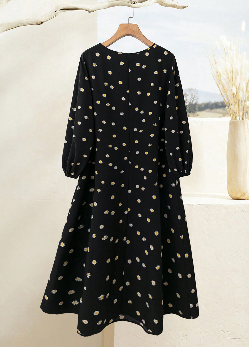 Чорна кежуал сукня а-силует SHEIN з квітковим принтом