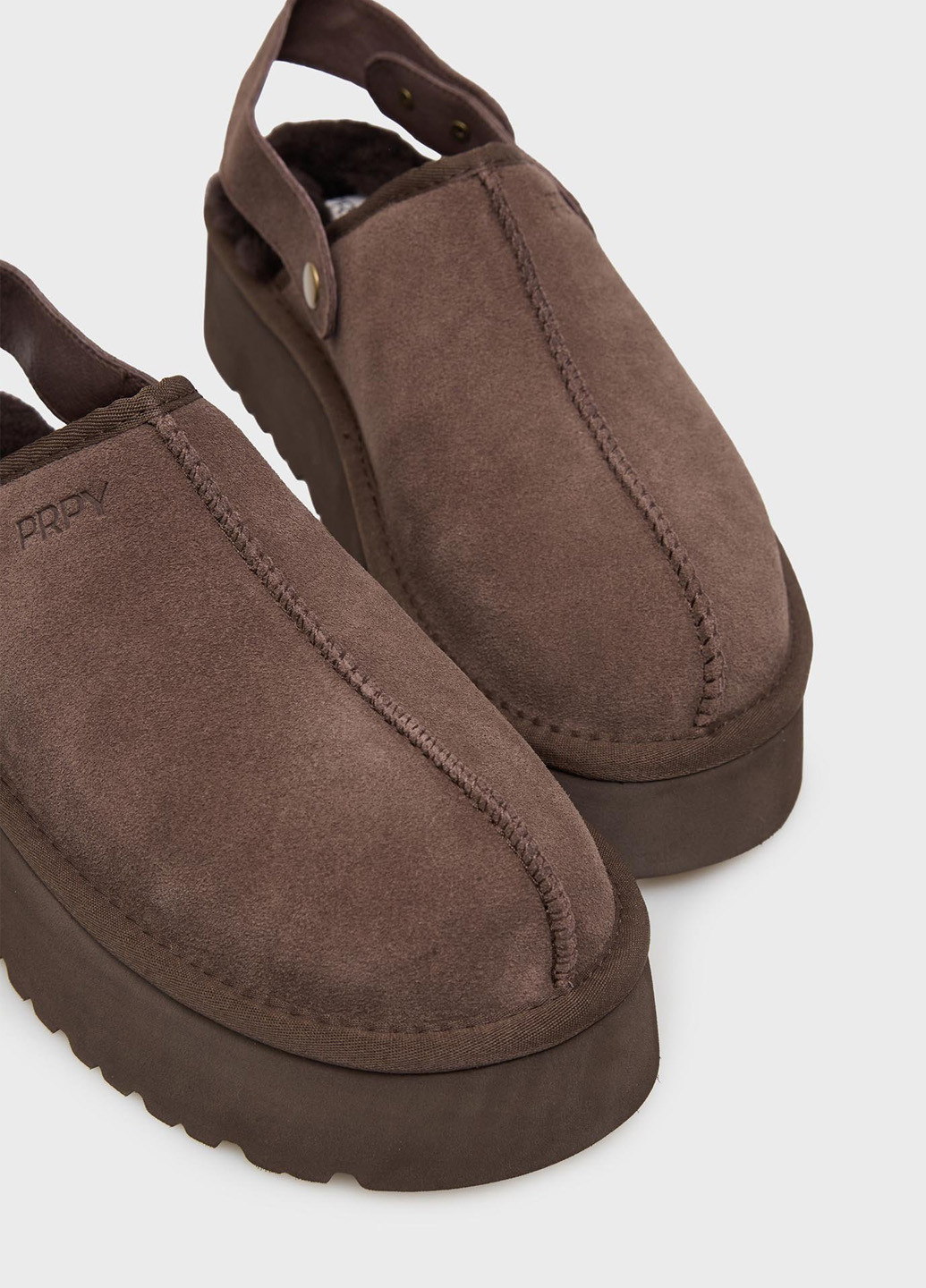 Коричневые сабо PRPY на платформе с тиснением, с логотипом