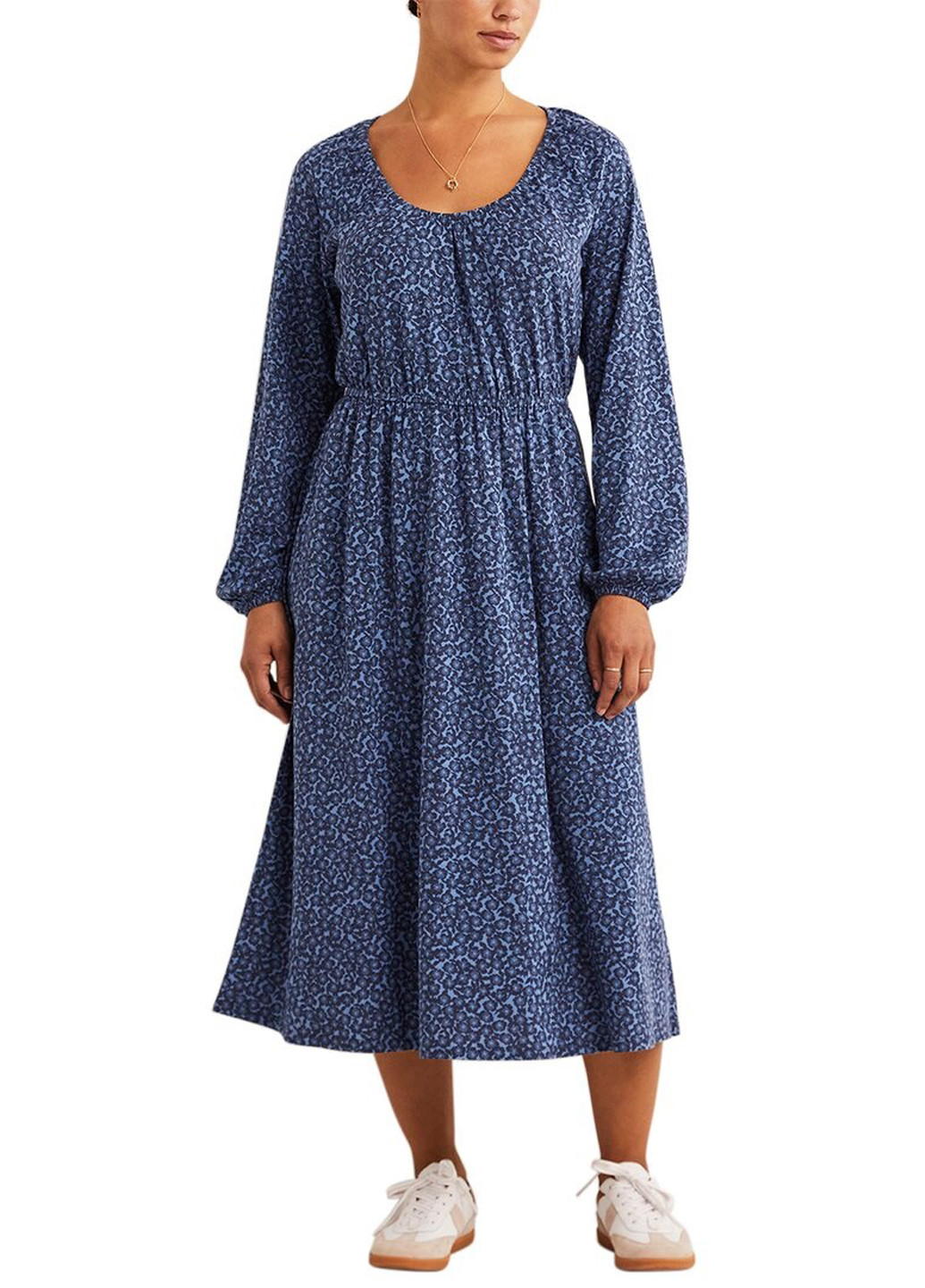 Синее кэжуал платье клеш Boden с цветочным принтом