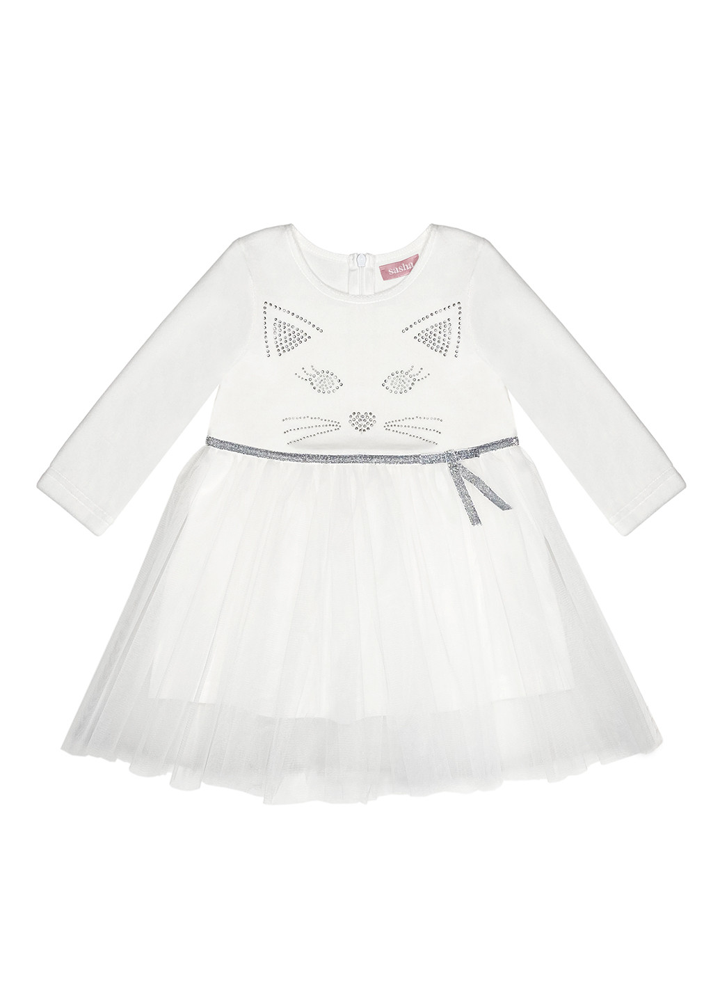 Молочное праздничный платье с пышной юбкой, клеш Sasha кошки