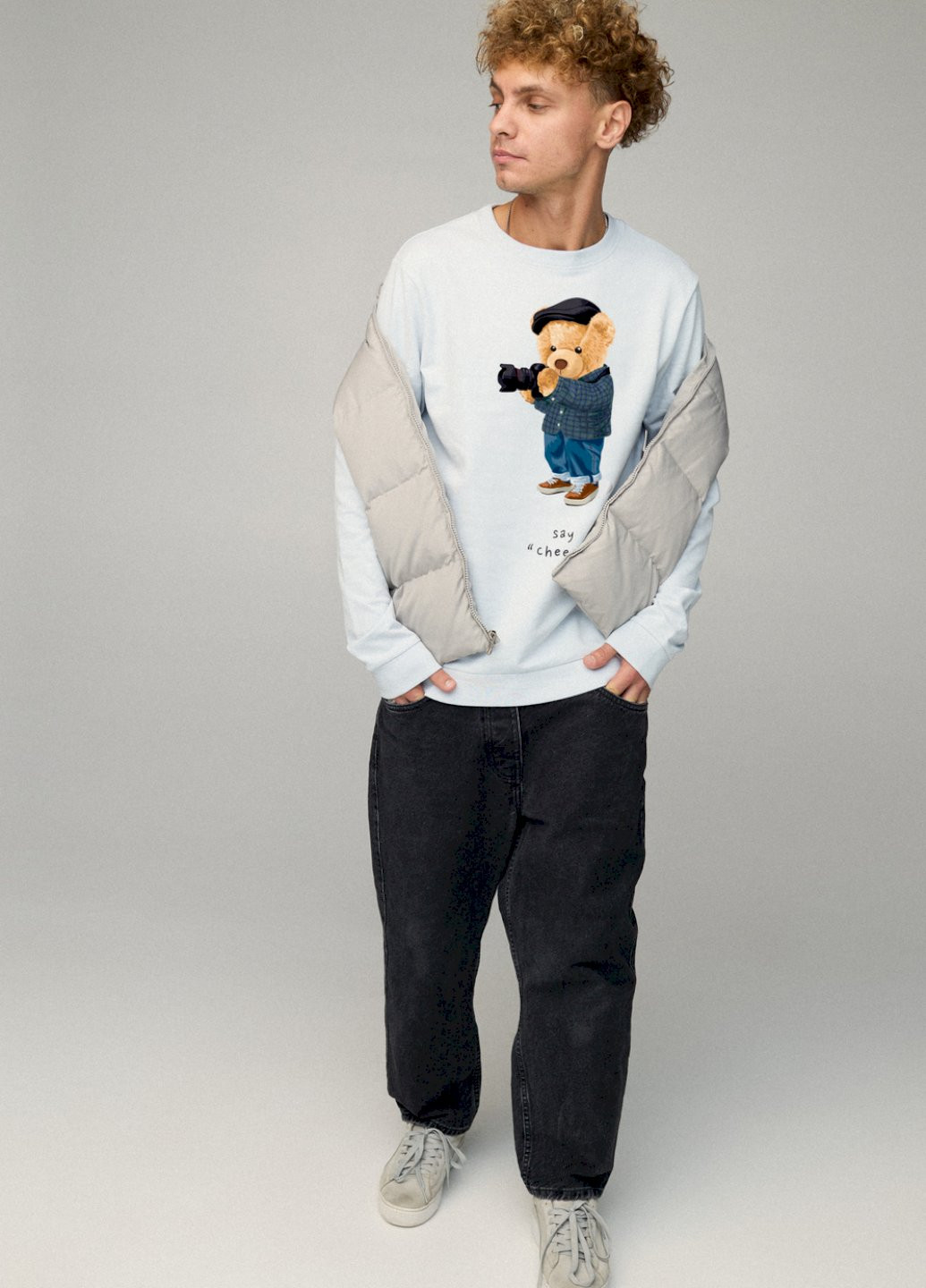 Светло-голубой свитшот мужской basic /no flis/ YAPPI (252258442)